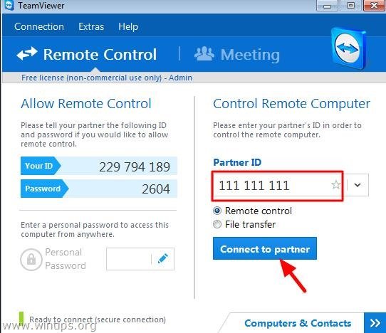 teamviewer access from home tells me free version