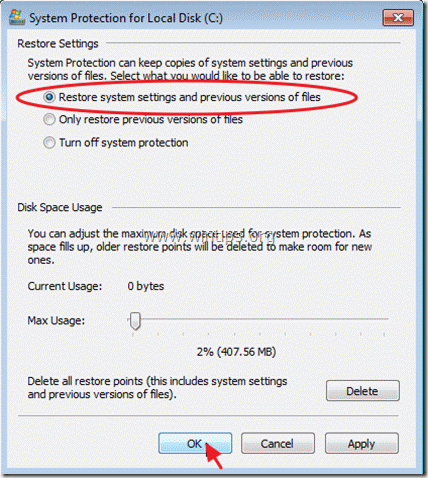 restore default settings windows 10