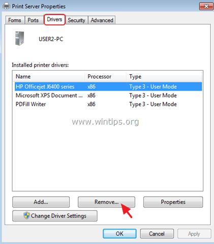 how do i remove hp printer drivers for windows 10