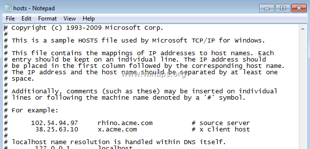 How To Reset HOSTS File To Default Values WinTips