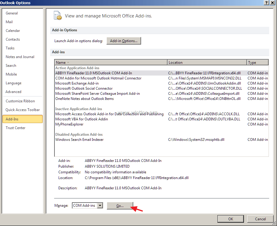 excel 2003 disable add ons