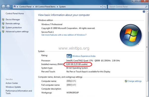 How to fix: Only 3.25 GB Usable of 8GB Installed RAM. - wintips.org - Windows Tips & How-tos