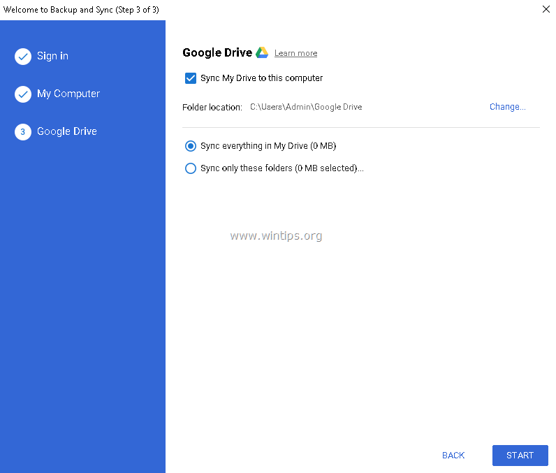 replace backup and sync with google drive
