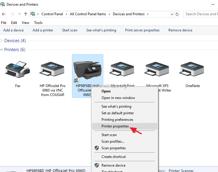 windows 10 control panel devices and printers hangs