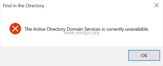 word active directory domain services unavailable