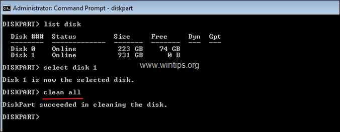 How Format Hard Drive from Command Prompt DISKPART. wintips.org - Windows Tips &