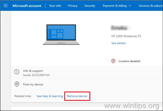 No Remove button for Microsoft Account in Windows 11/10