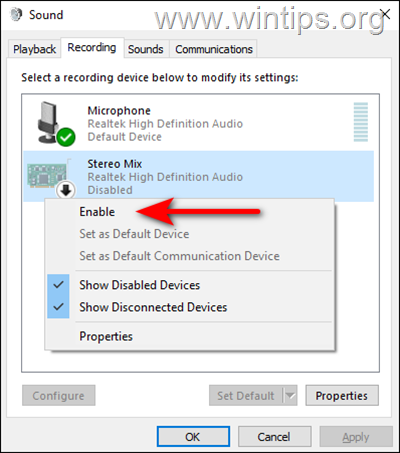 How Stereo Mix if not Showing as Recording device in Windows 11/10. - wintips.org - Windows Tips & How-tos