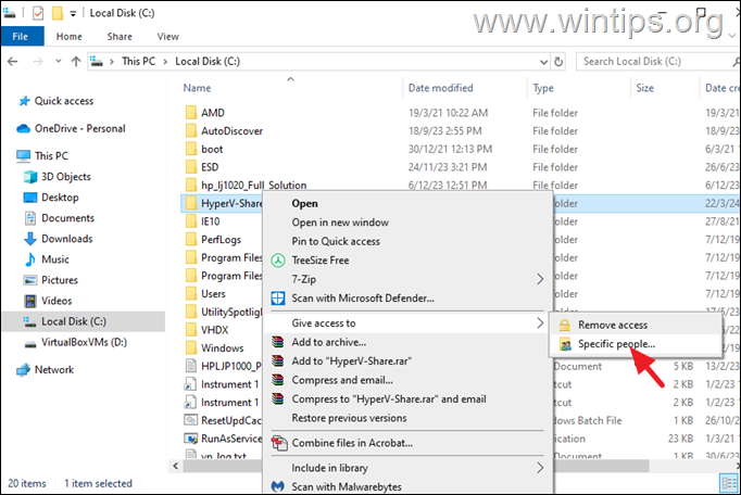 Share Folder in Hyper-V Host