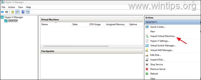 Import virtual machine hyper-v
