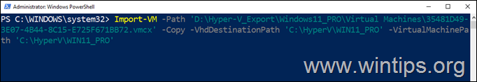 Import and restore virtual machine powershell 