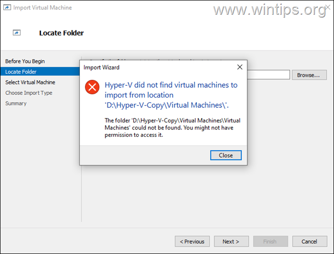 FIX: Hyper-V No virtual Machine files found